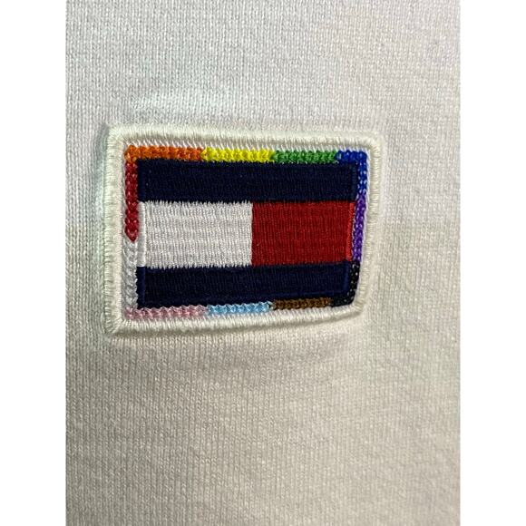 Tommy Hilfiger White and beige Short Sleeve Polo Shirt Size Large - Picture 8 of 12